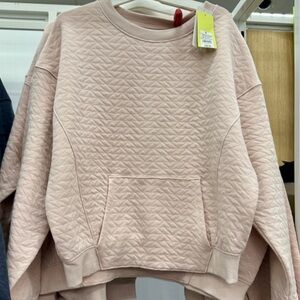 Target All in Motion Quilted Light Blush Pink Crewneck Sweatshirt, Size S
